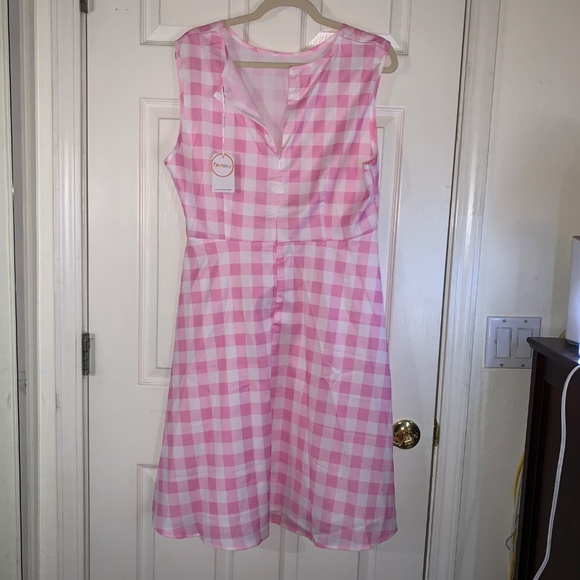 AWIBMK Vintage Retro 1950's Pink Gingham Swing Summer Dress 🌸 from Amazon - Picture 2 of 10